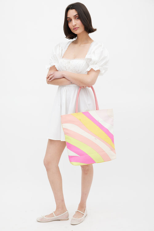 Emilio Pucci Pink & Multicolour Printed Tote Bag