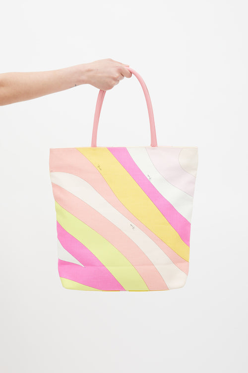 Emilio Pucci Pink & Multicolour Printed Tote Bag