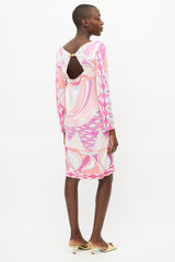 Emilio Pucci Pink & Multicolour Silk Abstract Print Dress