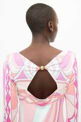 Emilio Pucci Pink & Multicolour Silk Abstract Print Dress