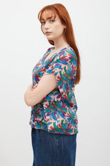 Emilio Pucci Pink & Multicolour Silk Drawstring Floral Top