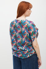 Emilio Pucci Pink & Multicolour Silk Drawstring Floral Top