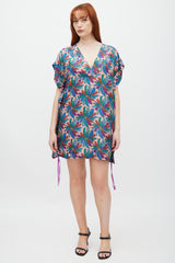 Emilio Pucci Pink & Multicolour Silk Drawstring Floral Top