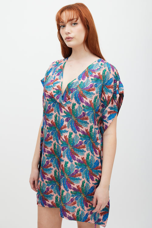 Emilio Pucci Pink & Multicolour Silk Drawstring Floral Top