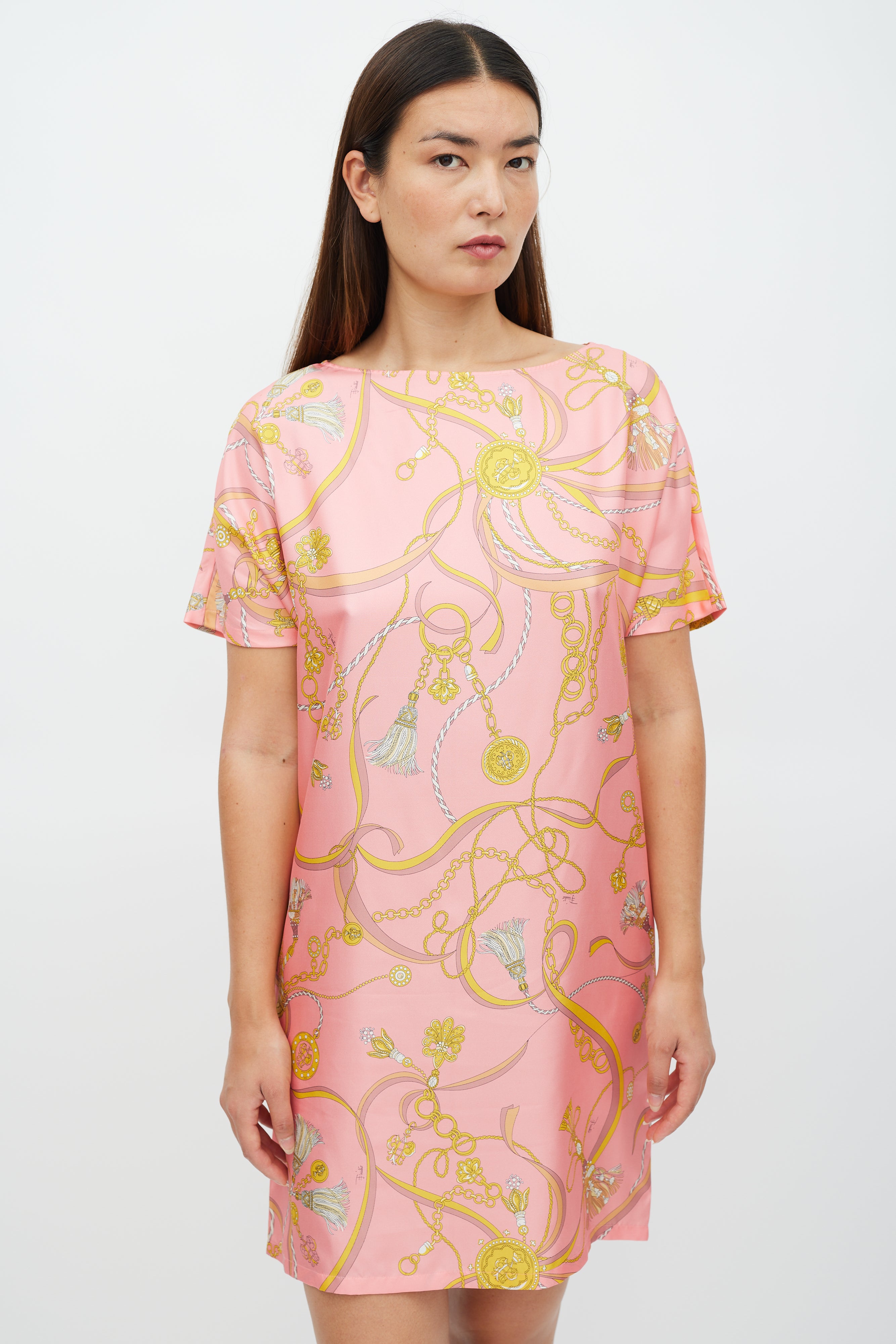 Emilio Pucci // Pink & Yellow Silk Chain Pattern Dress – VSP Consignment
