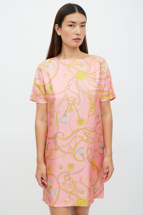 Emilio Pucci // Pink & Yellow Silk Chain Pattern Dress – VSP Consignment Emilio Pucci // Pink & Yellow Silk Chain Pattern Dress – VSP Consignment