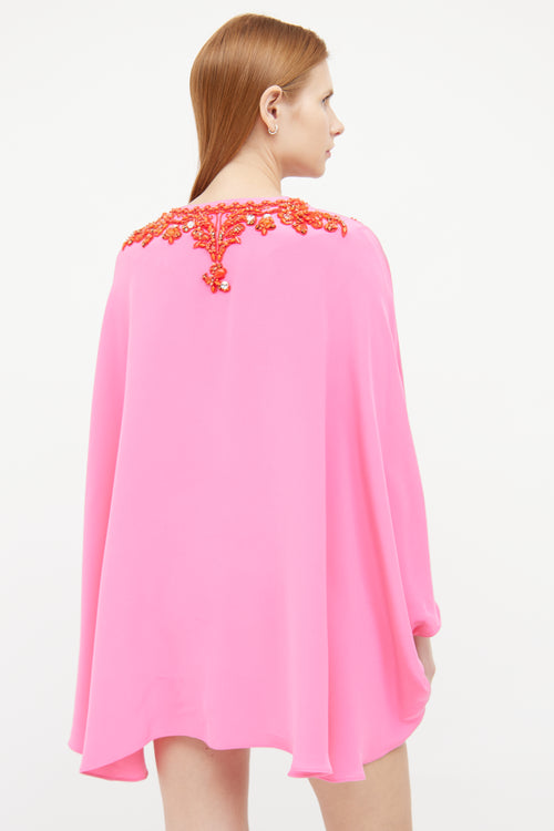 Emilio Pucci Pink Embellished Silk Short Sleeve  Tunic