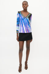 Emilio Pucci Purple & Multicolour Abstract Print Top