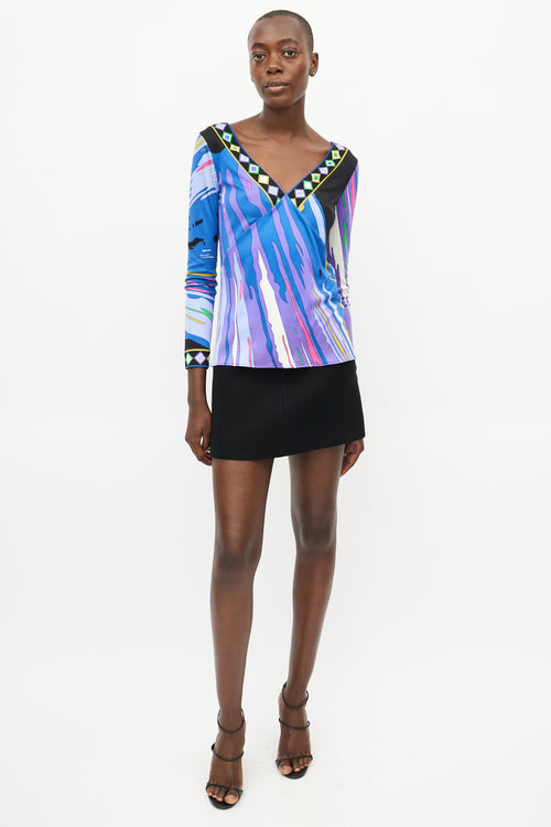Emilio Pucci Purple & Multicolour Abstract Print Top