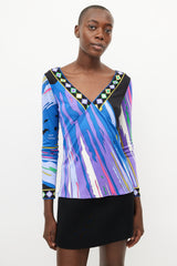 Emilio Pucci Purple & Multicolour Abstract Print Top