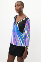 Emilio Pucci Purple & Multicolour Abstract Print Top