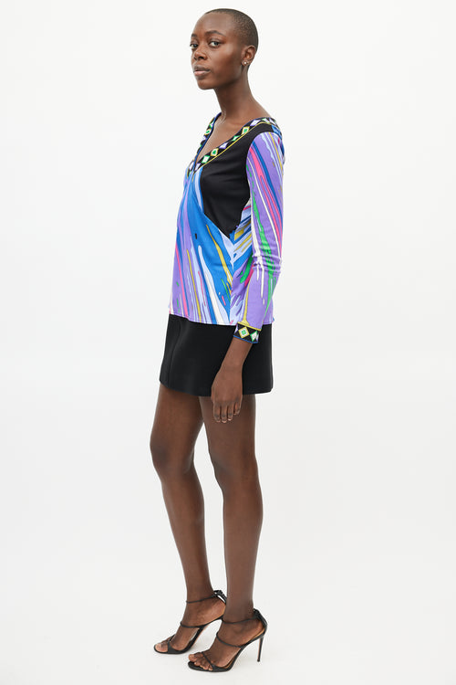 Emilio Pucci Purple & Multicolour Abstract Print Top