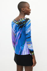 Emilio Pucci Purple & Multicolour Abstract Print Top