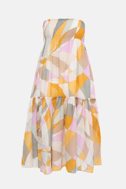 Emilio Pucci Silk Tiered Strapless Dress