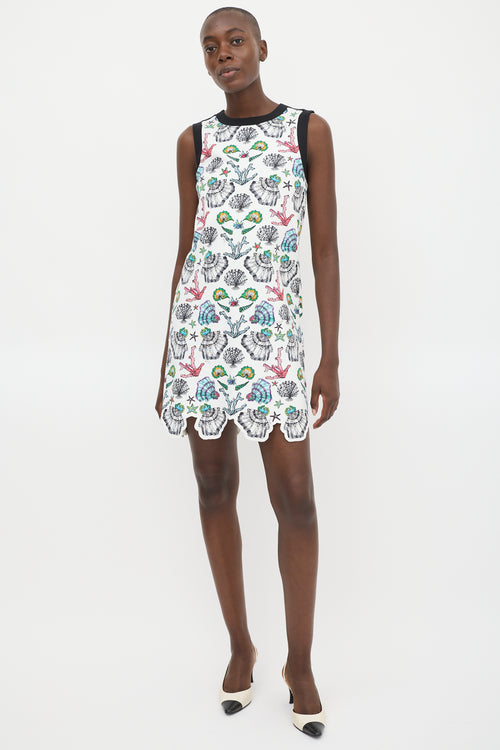 Emilio Pucci White & Multicolour Seashell Shift Dress