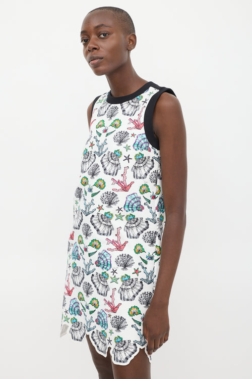 Emilio Pucci White & Multicolour Seashell Shift Dress