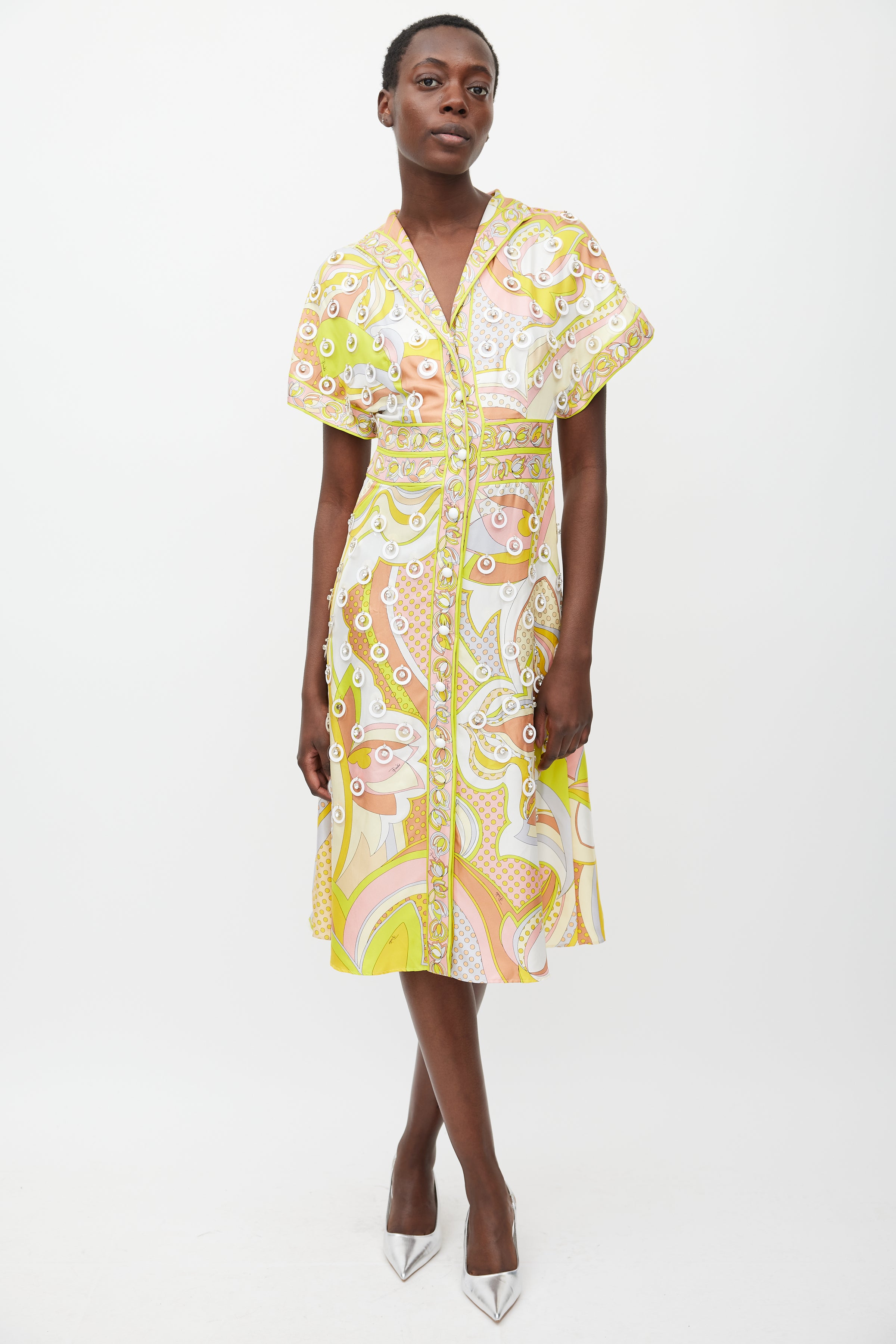 Emilio Pucci // Yellow & Multicolour Printed Embellished Dress – VSP Consignment Emilio Pucci // Yellow & Multicolour Printed Embellished Dress – VSP Consignment