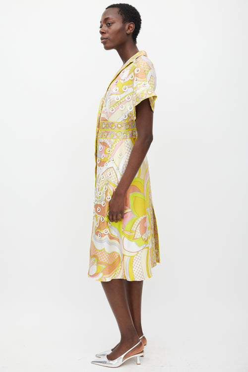 Emilio Pucci Yellow & Multicolour Printed Embellished Dress