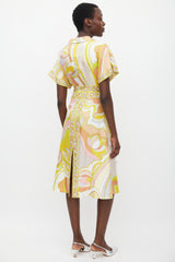 Emilio Pucci Yellow & Multicolour Printed Embellished Dress