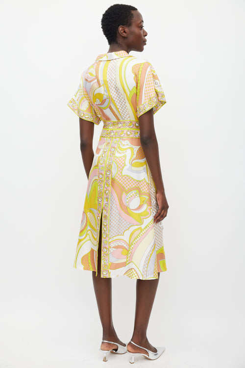 Emilio Pucci Yellow & Multicolour Printed Embellished Dress