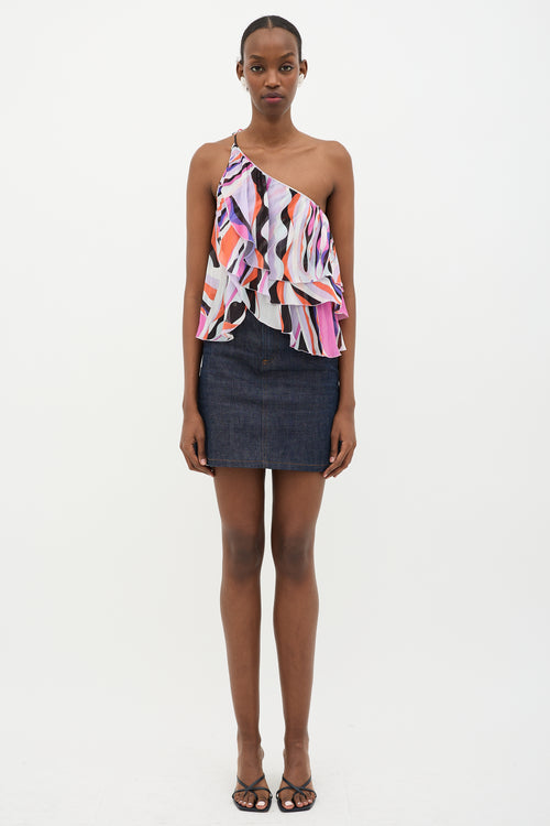 Emilio Pucci Abstract Printed Ruffle Top