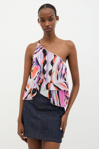Emilio Pucci Abstract Printed Ruffle Top