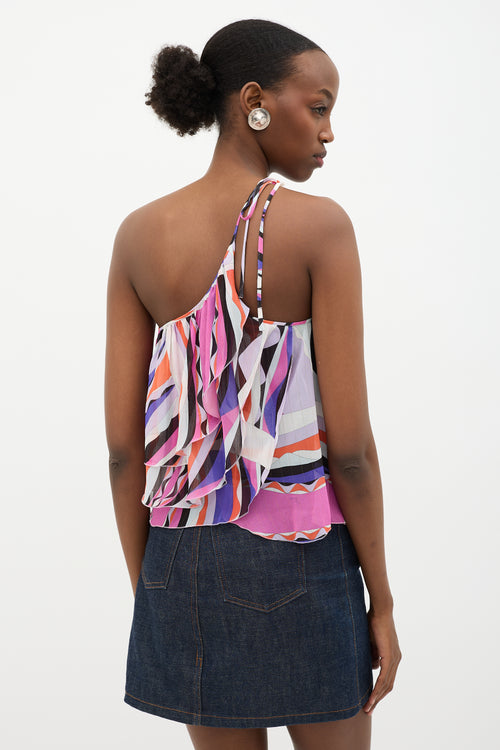 Emilio Pucci Abstract Printed Ruffle Top