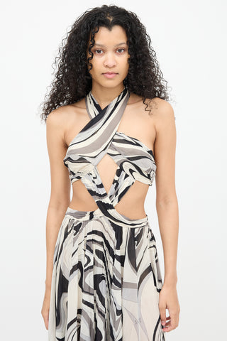 Emilio Pucci Black & White Printed Silk Dress