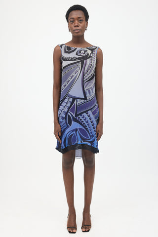 Emilio Pucci Chiffon Abstract Printed Dress