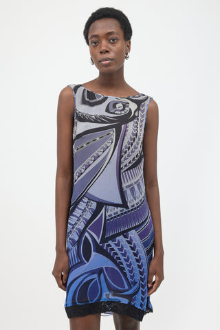 Emilio Pucci Chiffon Abstract Printed Dress