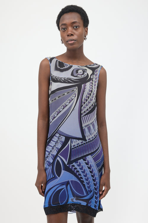 Emilio Pucci Chiffon Abstract Printed Dress