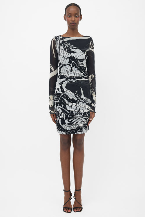 Emilio Pucci Draped Mesh Printed Dress