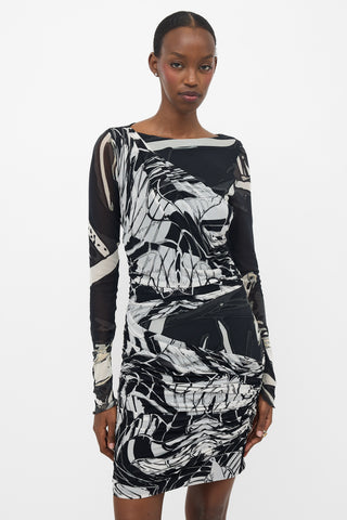 Emilio Pucci Draped Mesh Printed Dress