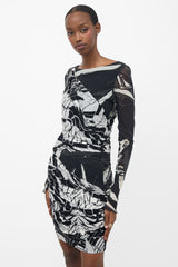 Emilio Pucci Draped Mesh Printed Dress
