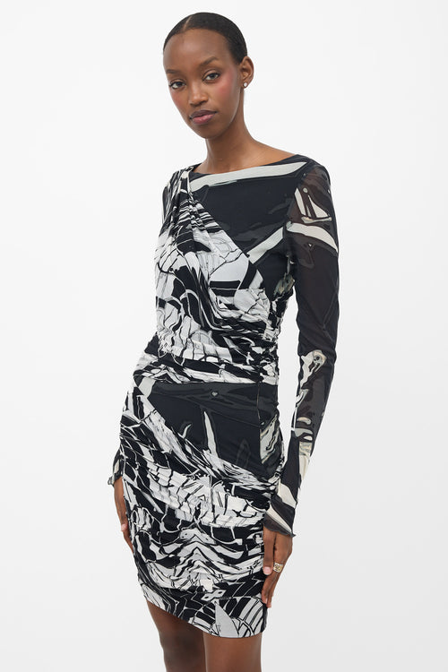 Emilio Pucci Draped Mesh Printed Dress