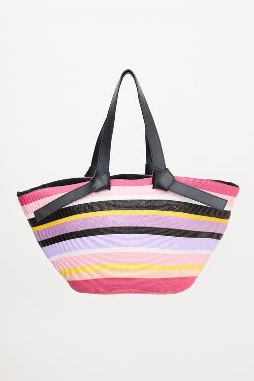 Emilio Pucci Leather & Woven Striped Bag