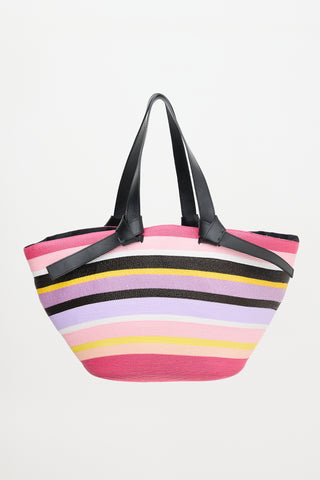 Emilio Pucci Leather & Woven Striped Bag