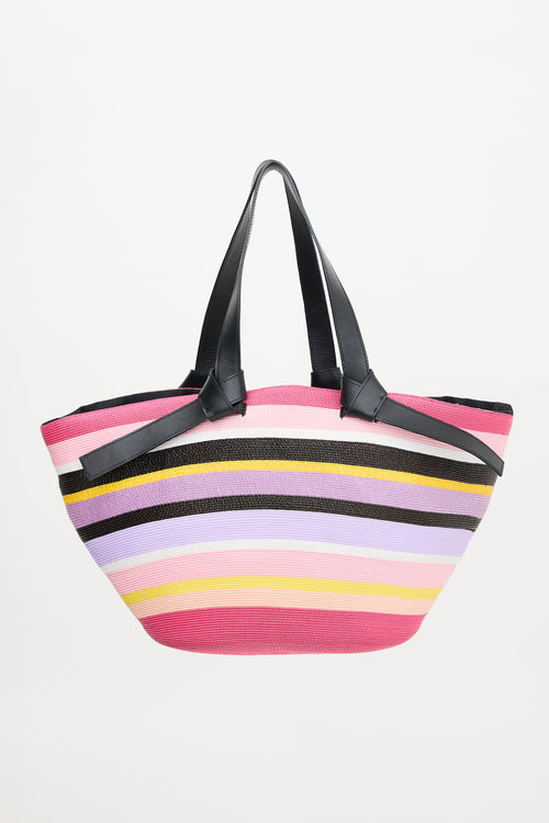 Emilio Pucci Leather & Woven Striped Bag