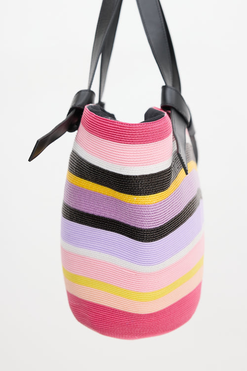 Emilio Pucci Leather & Woven Striped Bag