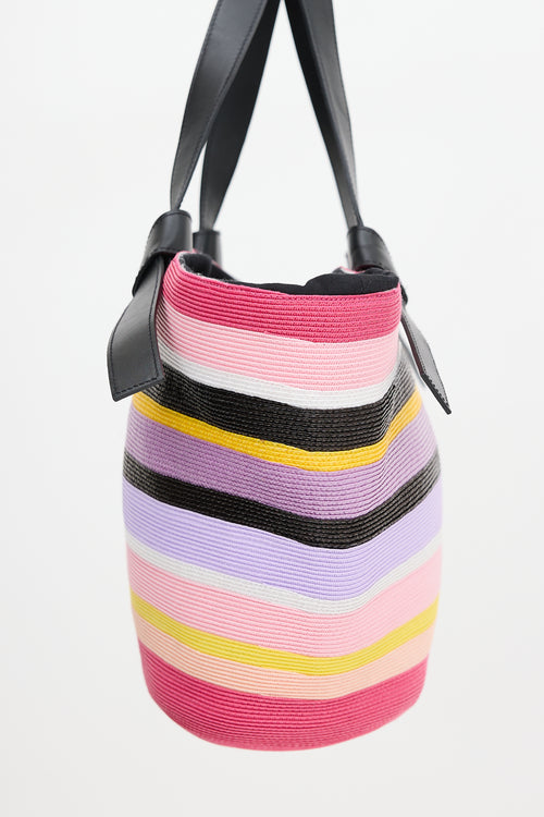 Emilio Pucci Leather & Woven Striped Bag