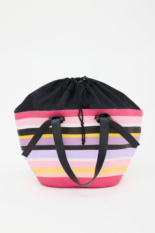 Emilio Pucci Leather & Woven Striped Bag