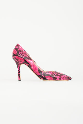 Emilio Pucci Hot Pink & Black Embossed Textured Pump