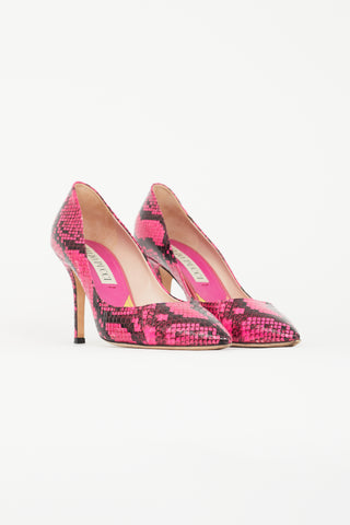 Emilio Pucci Hot Pink & Black Embossed Textured Pump