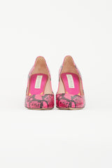 Emilio Pucci Hot Pink & Black Embossed Textured Pump