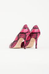 Emilio Pucci Hot Pink & Black Embossed Textured Pump
