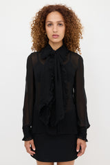 Emilio Pucci Silk Georgette Tie Blouse