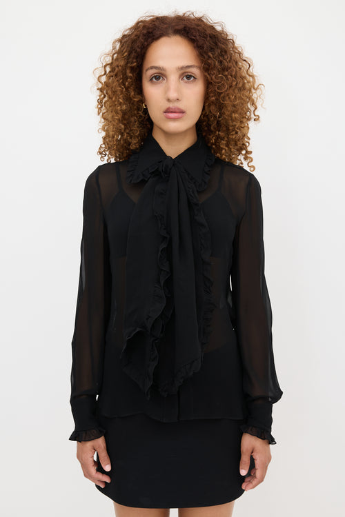 Emilio Pucci Silk Georgette Tie Blouse