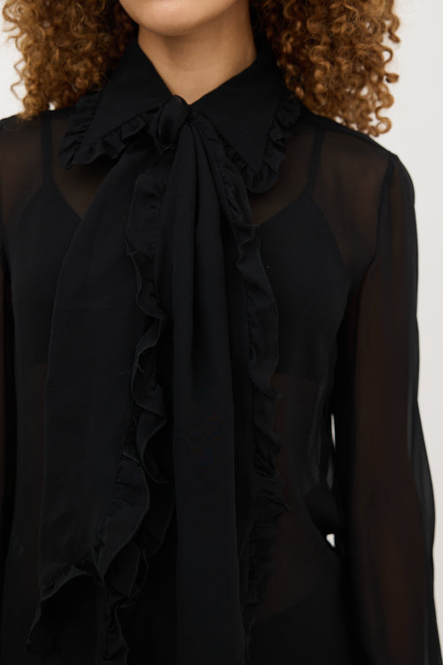 Emilio Pucci Silk Georgette Tie Blouse