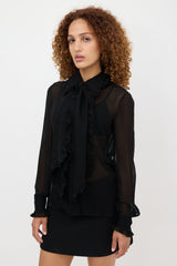Emilio Pucci Silk Georgette Tie Blouse