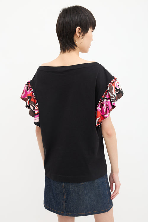 Emilio Pucci Silk Ruffle Sleeve T-Shirt